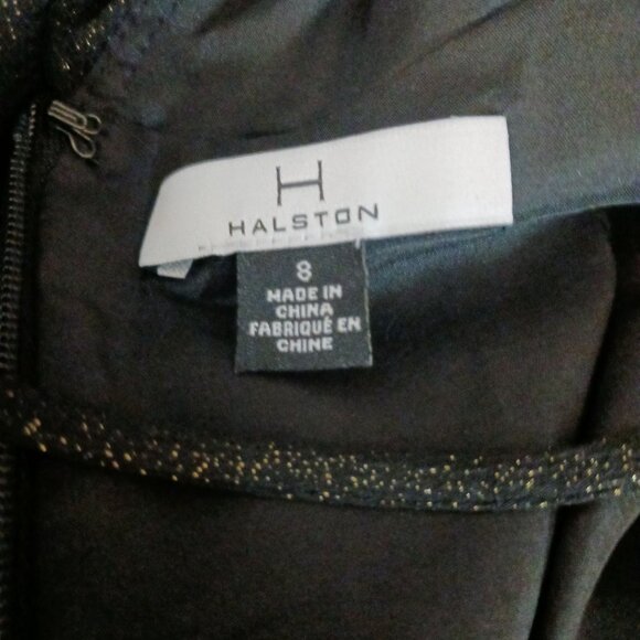 NEW H by Halston, Size 8, Black & Gold Shimmer Mini Dress with Open Tie Back - Picture 6 of 12